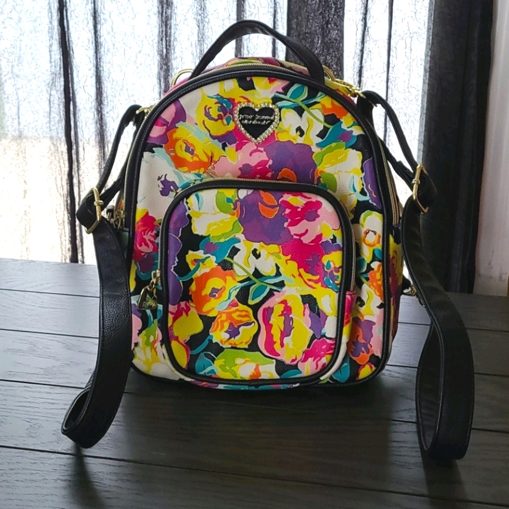 Betsey Johnson Small Colorful Floral Backpack